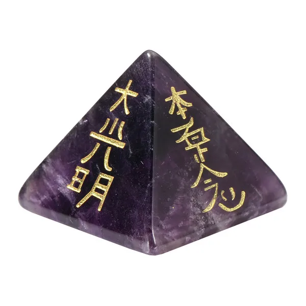 Amethyst Sunligoo 1 шт. Usui символ рейки пирамида-Аметист/прозрачный кварцевый кристалл пирамид исцеляющий камень травленый рейки натуральный камень ремесло - Цвет: Amethyst