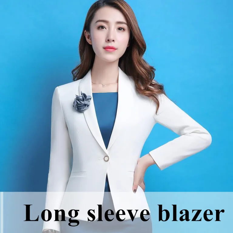Long sleeve blazer Профессиональный женский белый блейзер новая весенняя модная одежда деловая официальная куртка OL офисная Дамская одежда размера плюс Рабочая одежда - Цвет: Long sleeve blazer