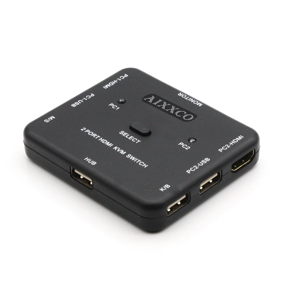 AIXXCO HDMI KVM переключатель 1 4 В Switcher 2 порты и разъёмы шт. Обмен устройств для