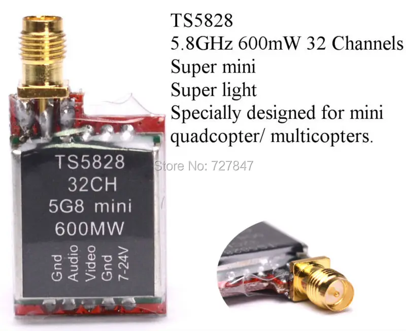 Беспроводная мини-камера 5 8 ГГц 600 мВт 48 каналов A/V передача (TX) TS5828 + 600TVL/700TVL/1000 TVL |