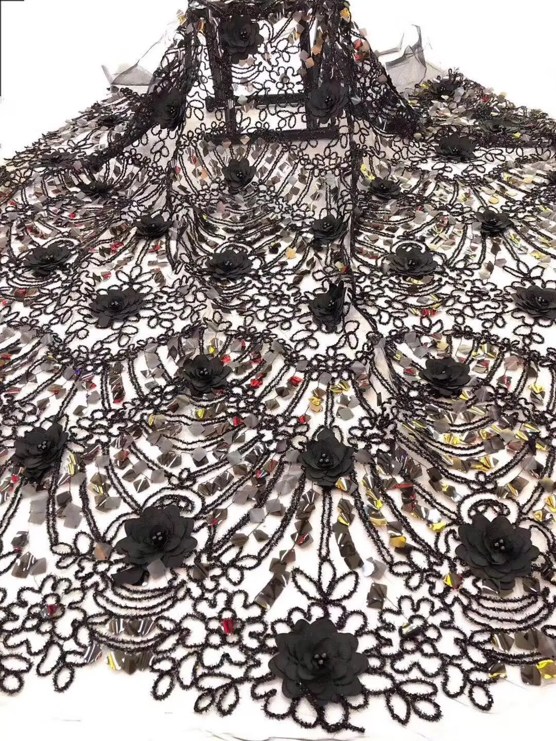 Новинка 2019 элегантное кружевное платье с вышивкой и пайетками кружевная ткань