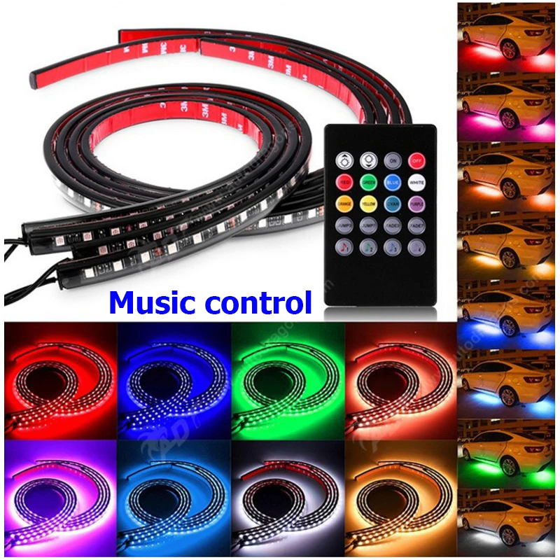 Светодиодсветодиодный подсветка RGB под шасси 4 шт. светящаяся неоновая система