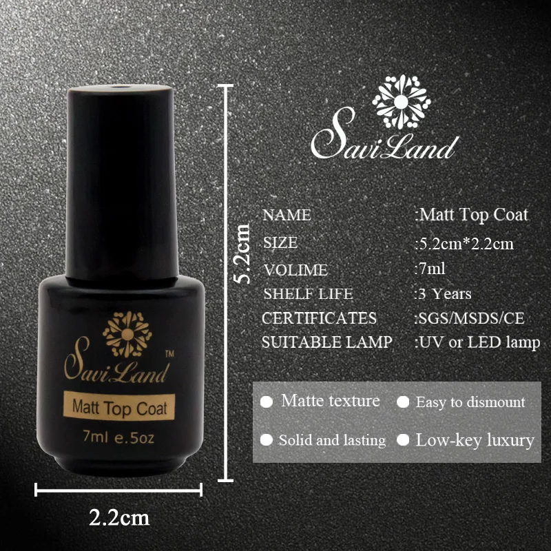 Saviland Finish Top Coat гель матовый лак для ногтей верхний слой УФ Дизайн без протирания