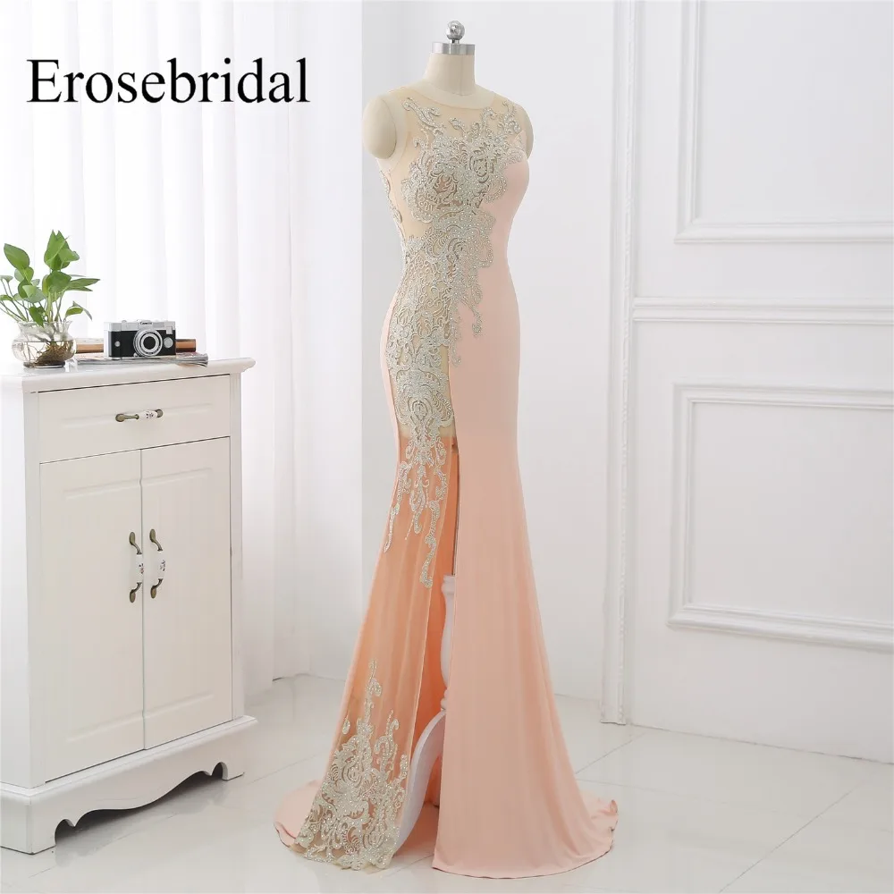 Женское платье Русалочка Erosebridal длинное кружевное с коротким шлейфом 2019|Вечерние