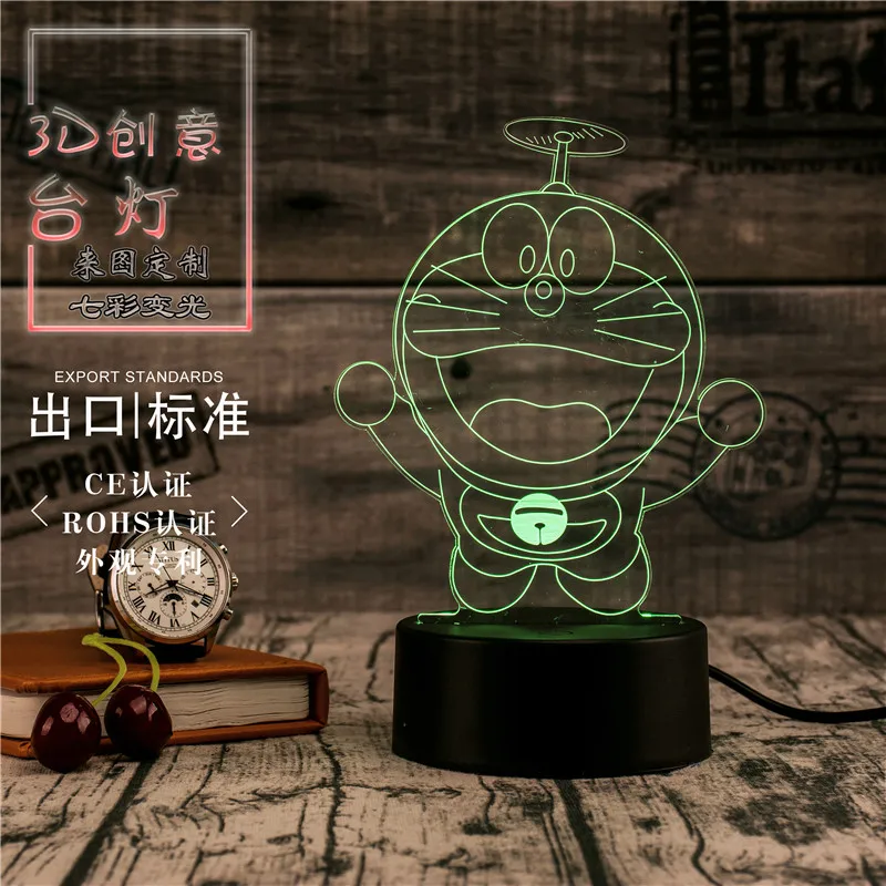 3D светодиодное освещение креативный подарок ночник настольная лампа Doraemon