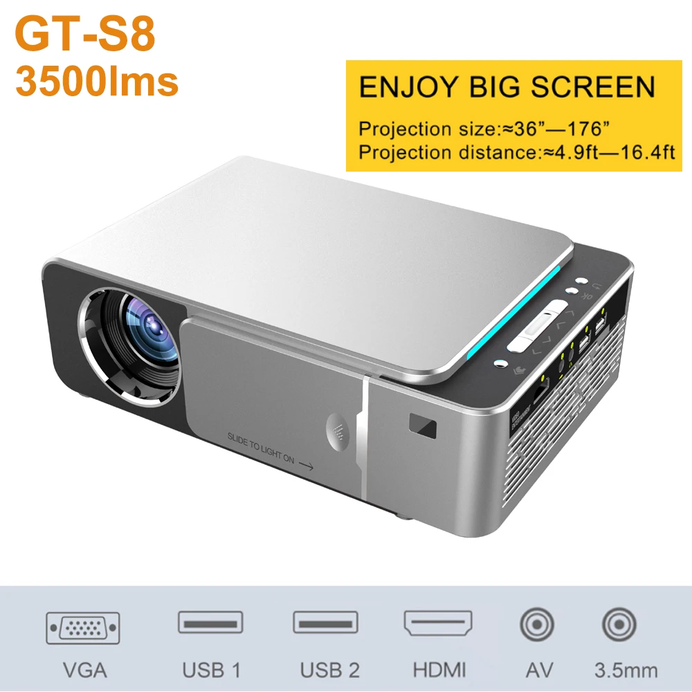 Новый GT S8 3500 люмен жк проекторы 1280*800 высокое разрешение бытовой мини проектор с