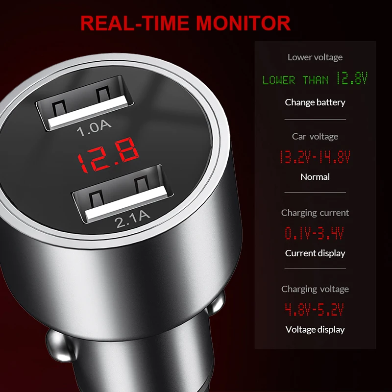 Biaze 5V 3.1A устройство для автомобиля с двумя портами USB Зарядное светодиодный