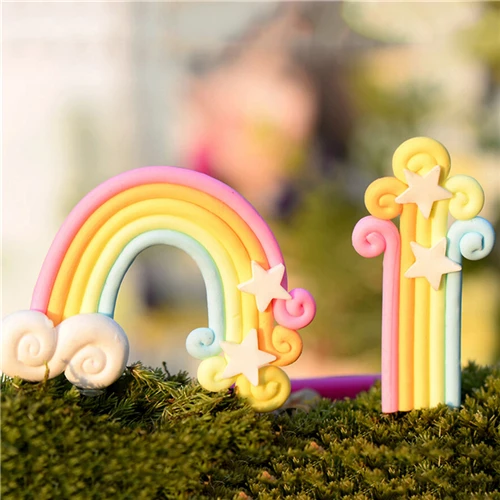 NEW 4Pcs Rainbow Terrarium Figurines Miniature Fairy Garden Miniatures Decoration Wholesale | Дом и сад