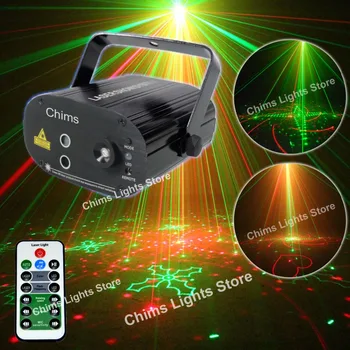 Chims Stage Laser 5 Lens 80 Gobos Pattern RG Laser Blue LED Stage Light DJ Dance Xmas Red Green Home Professional Musical Device