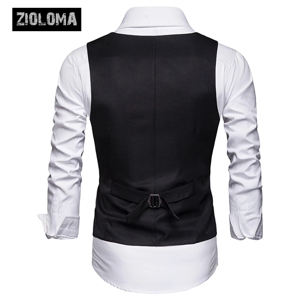 ZIOLOMA Men Basic Casual Male Waistcoat Gilet Homme Plaid Sleeveless Social