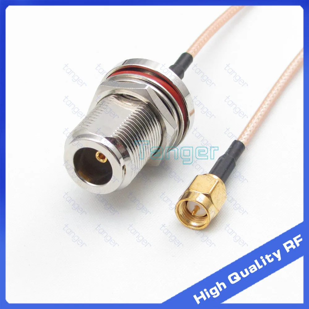 RF cable N female jack waterproof with nut to SMA male plug RG316 RG-316 Coaxial Pigtail Jumper LOW Loss 8inch 20cm | Обустройство
