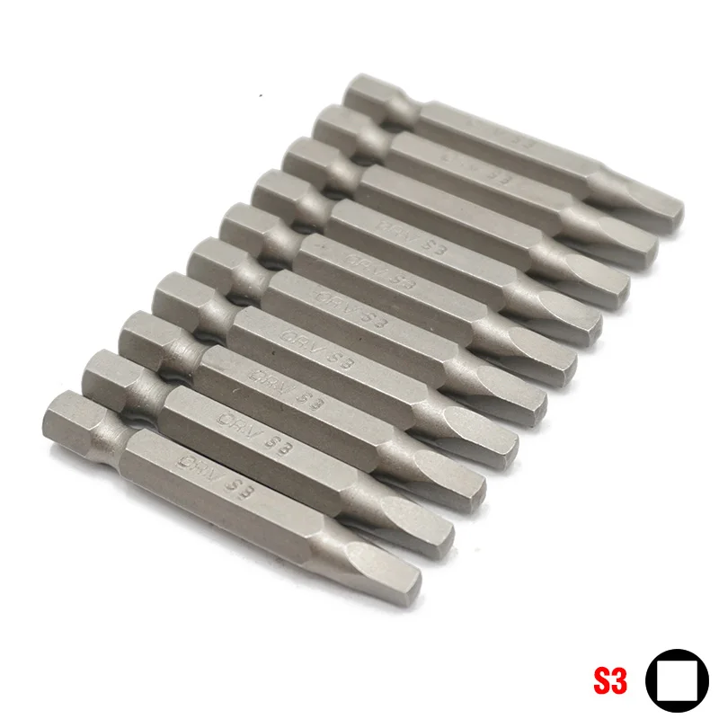 10pcs S3 50 мм Длина 1/4 дюйма 6,35 мм шестигранный хвостовик квадратный S0 S1 S2 S3 набор ручных инструментов набор хромированных ванадиевых стальных отверток - Цвет: 10pcs S3