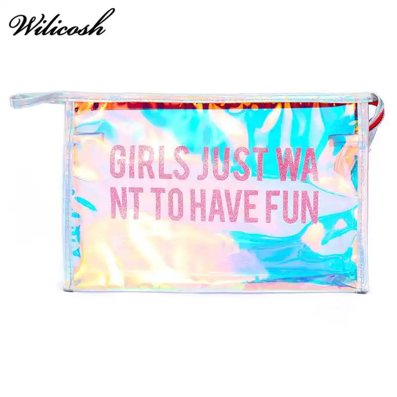 Для женщин прозрачные косметички лазерной несессер Сумки для путешествий