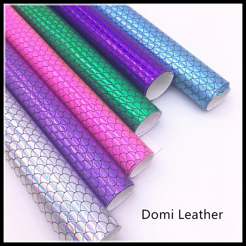(DM6024) рыбья чешуя русалка ткань из искусственной кожи для банта сделай сам|faux leather