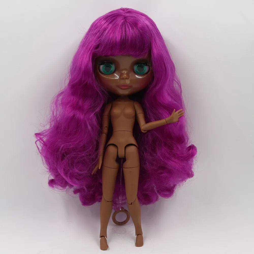 Кукла ледяная DBS Blyth супер черная кожа тон фиолетовый волос сустав тело 1/6 bjd 30 см