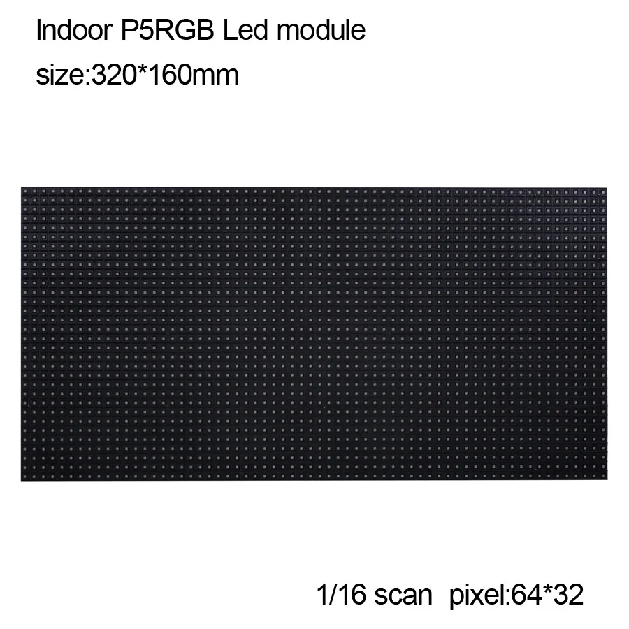 

Indoor P5 led module 1/16 Scan SMD3528 3in1 RGB Full color LED display unit module 320*160mm 64*32pixels