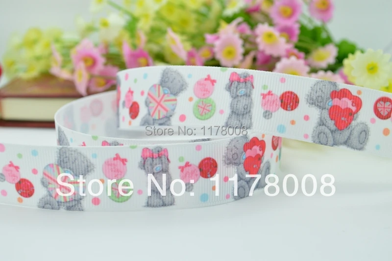 50Y DUWES 7/8 &quot22 мм Тедди мультфильм печатных grosgrain ленты hairbow DIY ручной работы одежда