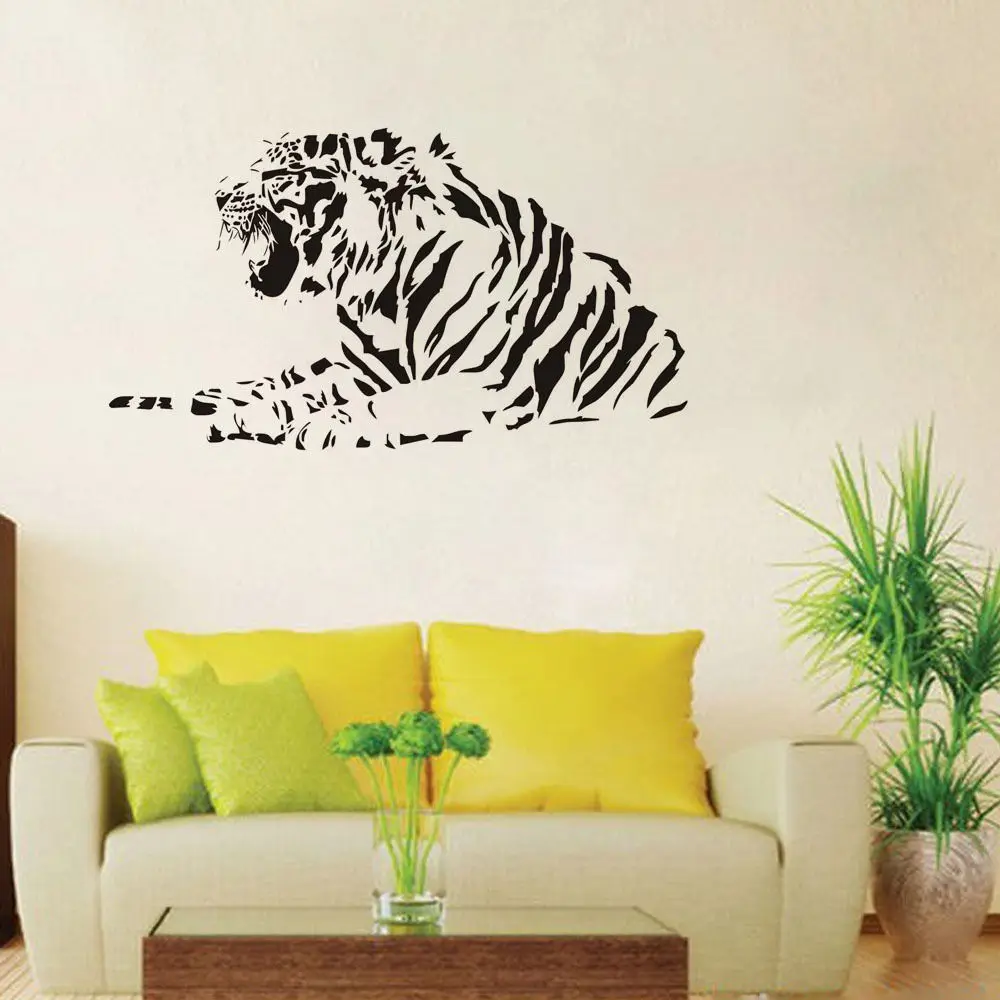 

Lying Tiger Wall Stickers Home Decor Living Room Custom Color Vinyl Wall Decals 3d Wall Stickers Tiger Wall Decor #M720