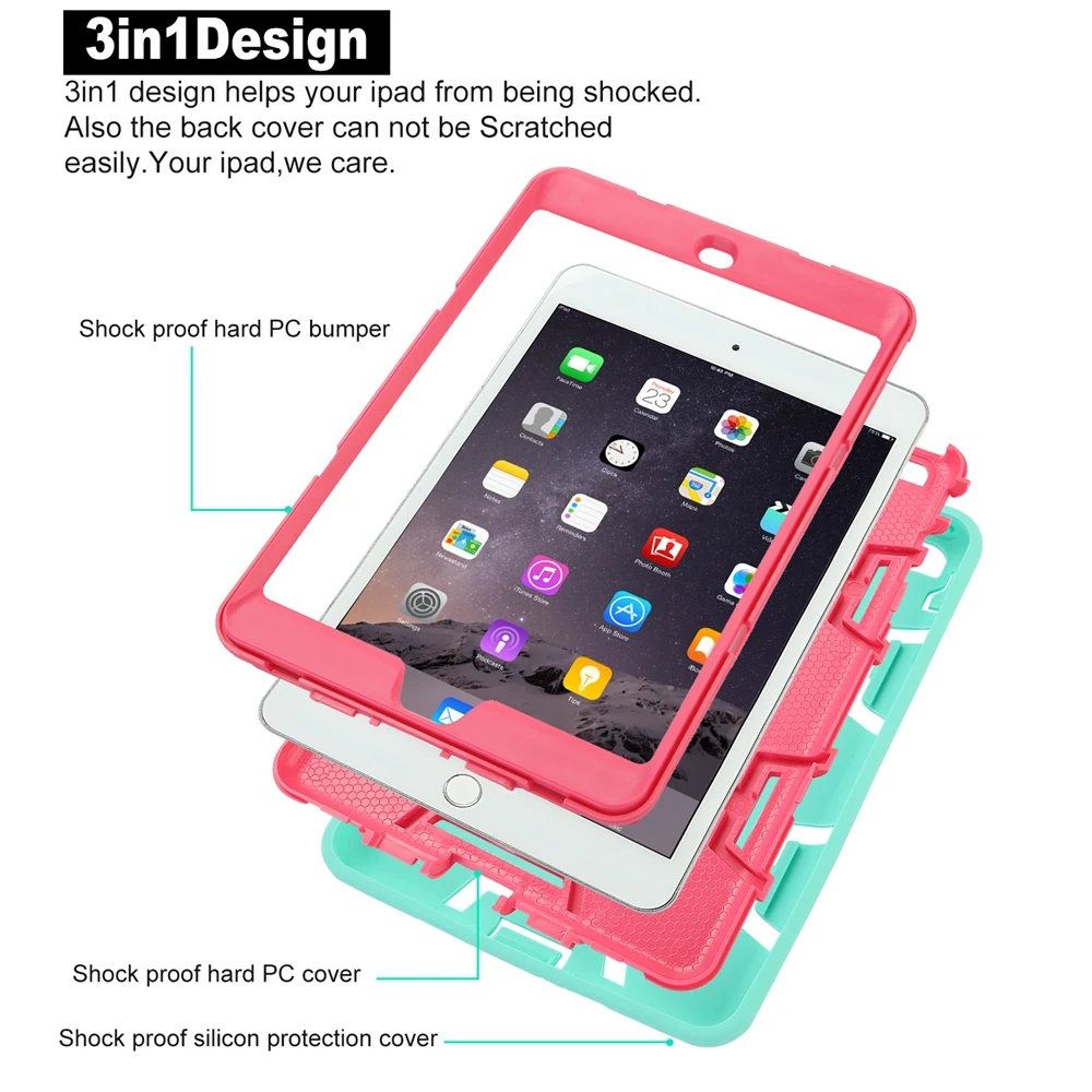 TKOOFN чехол для планшета ipad Mini 1 2 3 экстремально мощный ударопрочный резиновый