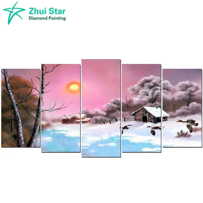 

Zhui star 5d diy Diamond embroidery Snow View Cottage diamond painting Cross Stitch full square drill Rhinestone mosaic home gx