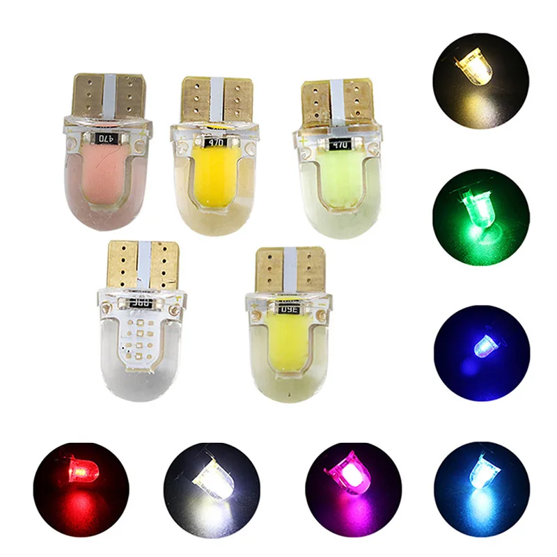 

12V 6PCS LED T10 COB Bulb Car Interior Light 8 SMD W5W 194 Canbus Silicone Auto License Plate Lights Dome Reading Lamp
