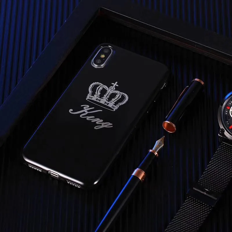 Kerzzil Мягкий силиконовый чехол для iPhone X 8 7 6 S Plus в виде короны король &amp queen пары