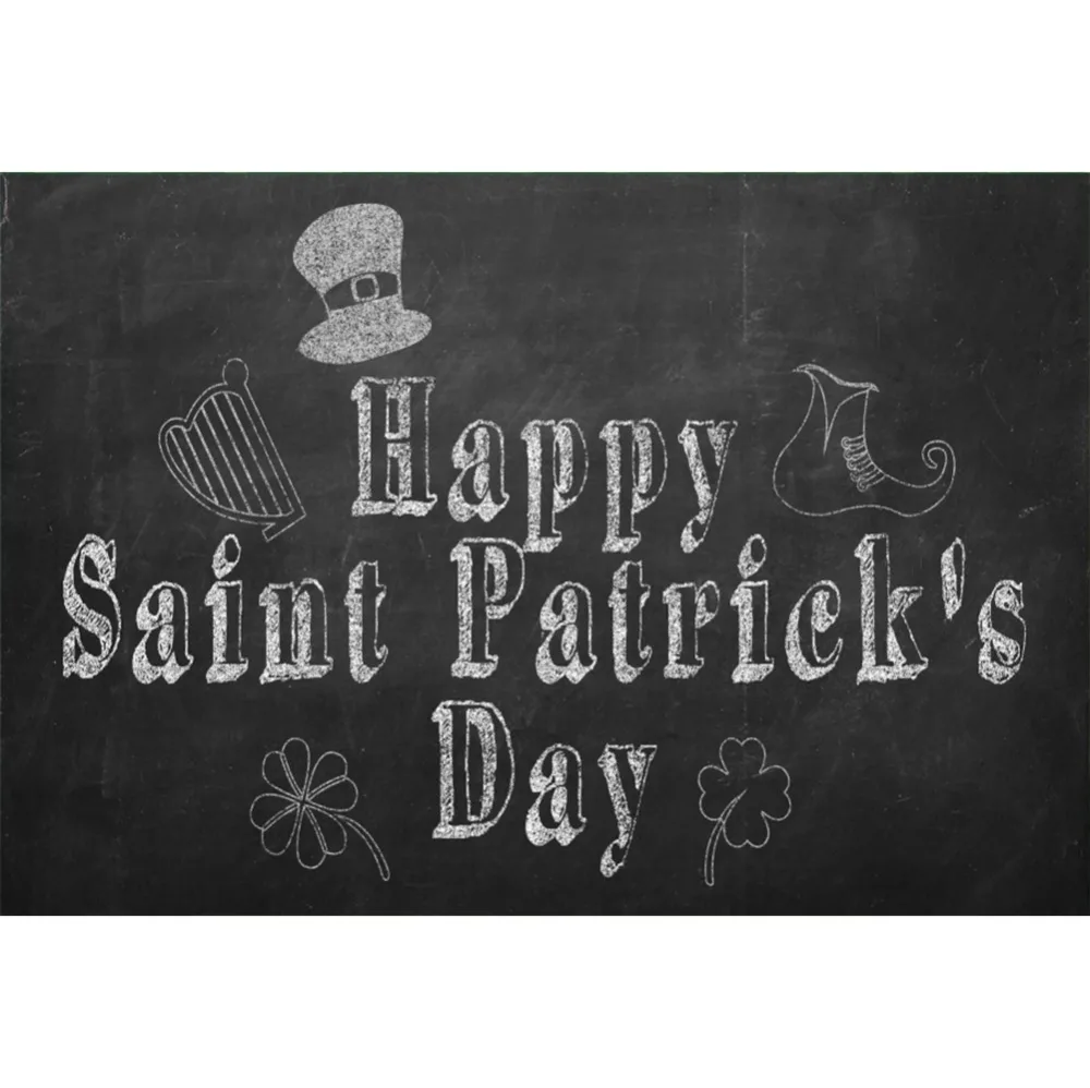 Laeacco Happy St. Patrick's Chalkboard Shamrocks детский портретный сцена фотографический фон фото