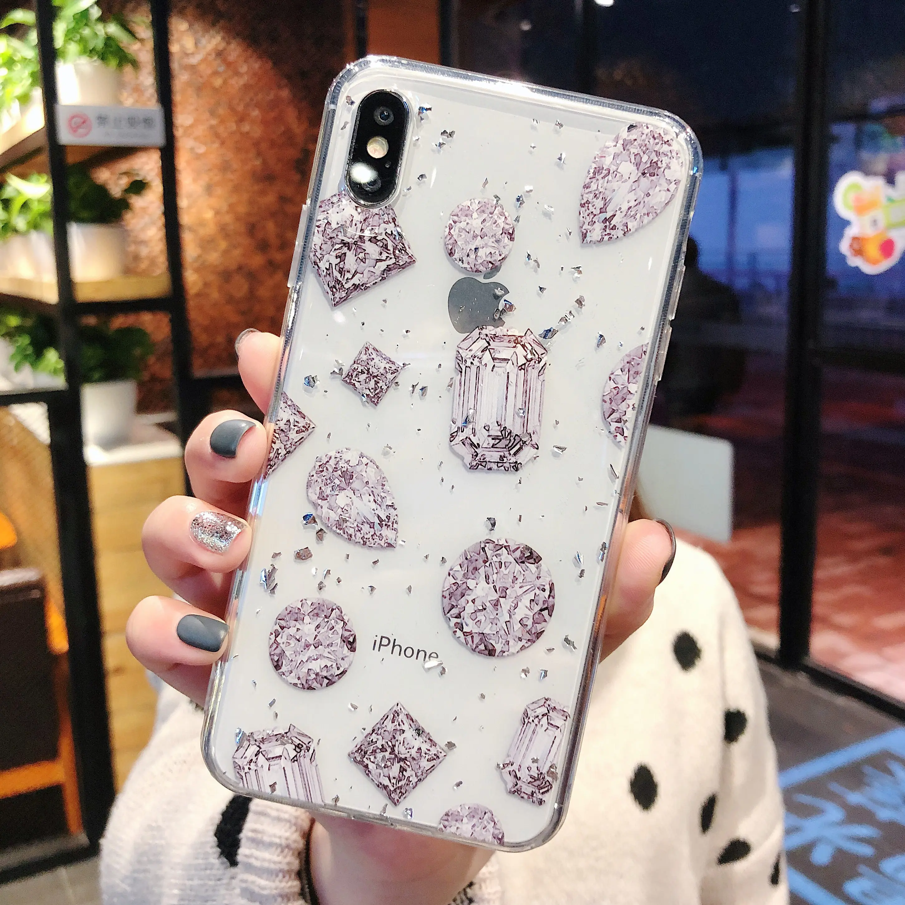 Glitter Bling Clear Phone Case For iphone X 8 7 6 6S Plus XR XS MAX Thin Slim Transparent Diamond Jewlled Marble Soft Cover |