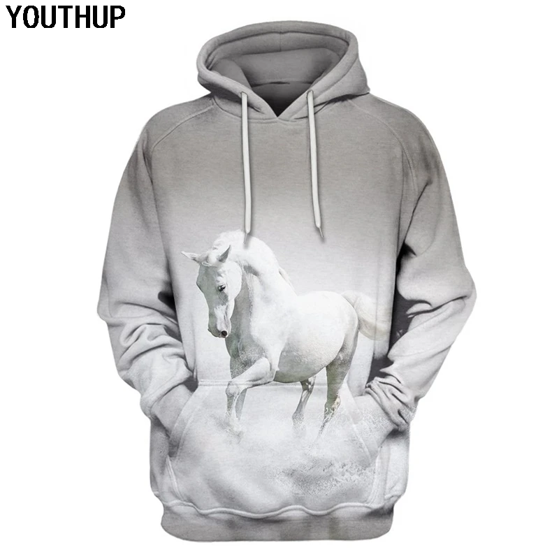 Новинка 2020 мужские 3d толстовки YOUTHUP дизайн с лошадью 3D полная печать пуловеры