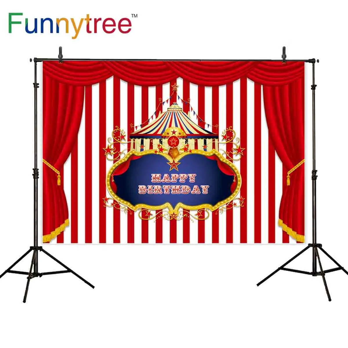 

Funnytree backdrop for photographic studio circus theme birthday party curtain stripes children background photobooth photocall