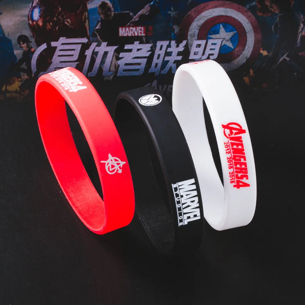 Силиконовые спортивные браслеты с надписью Marvel, Мстители, флуоресцентные резиновые фитнес-браслеты