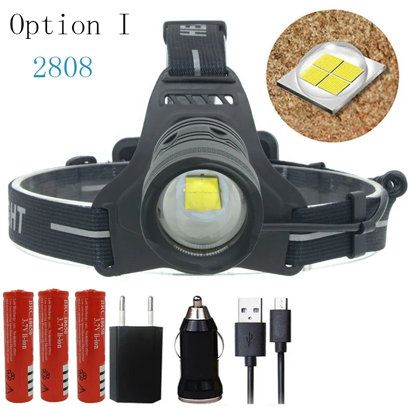 Option I Z40 2808 XHP70.2 светодиодный 32 Вт с высоким зумом головной светильник светодиодный налобный фонарь 42920lm мощная головная вспышка лампа головной светильник фонарь подарочная коробка - Испускаемый цвет: Option I