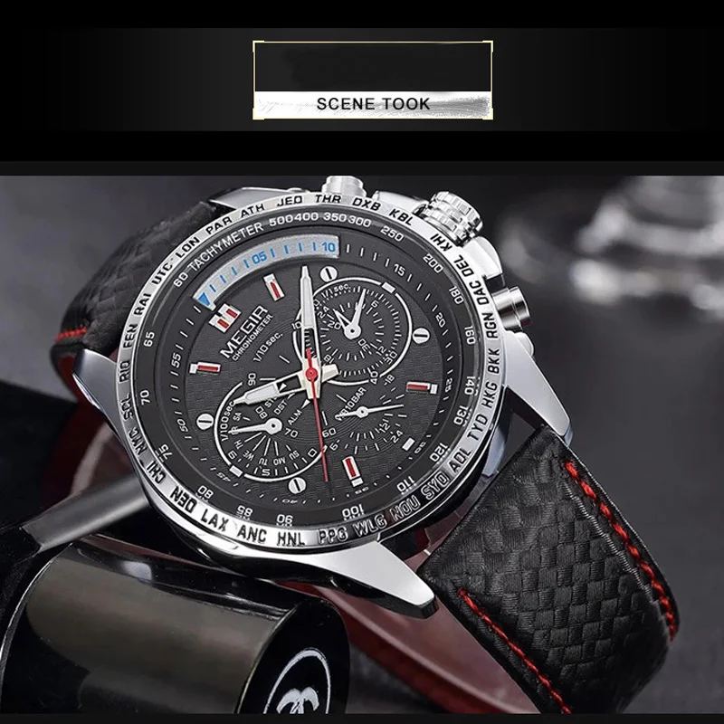 Часы наручные MEGIR Мужские кварцевые люксовые брендовые светящиеся в стиле