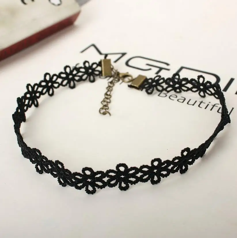 Новые модные черные кружева ключицы Цепочки и Ожерелья Короткие ожерелья Для
