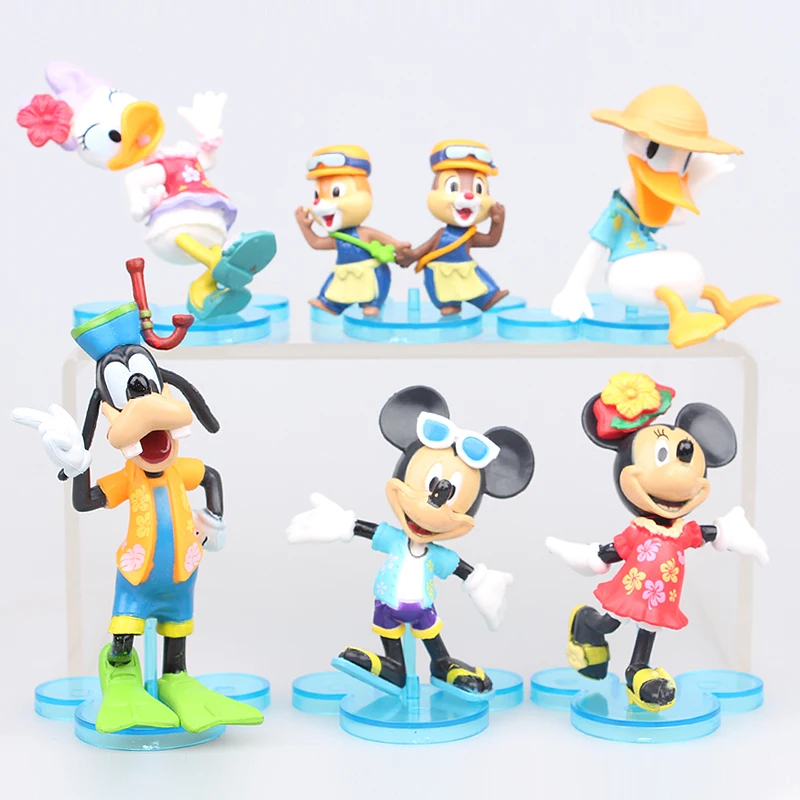 Disney Игрушечные лошадки 6 шт./лот 10 см Микки и Минни Маус Дональд Дак ПВХ фигурку