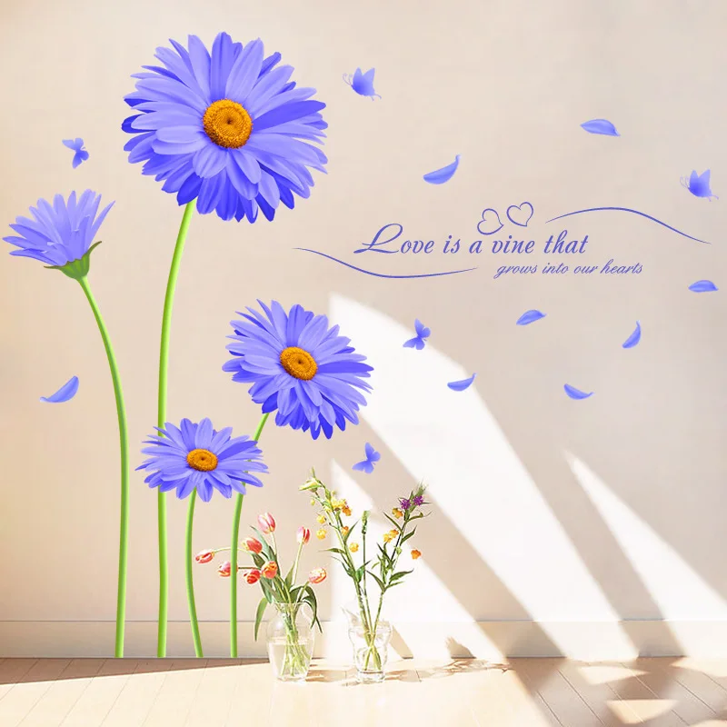 Aster Novi belgii фиолетовые настенные наклейки с хризантемой для самостоятельной