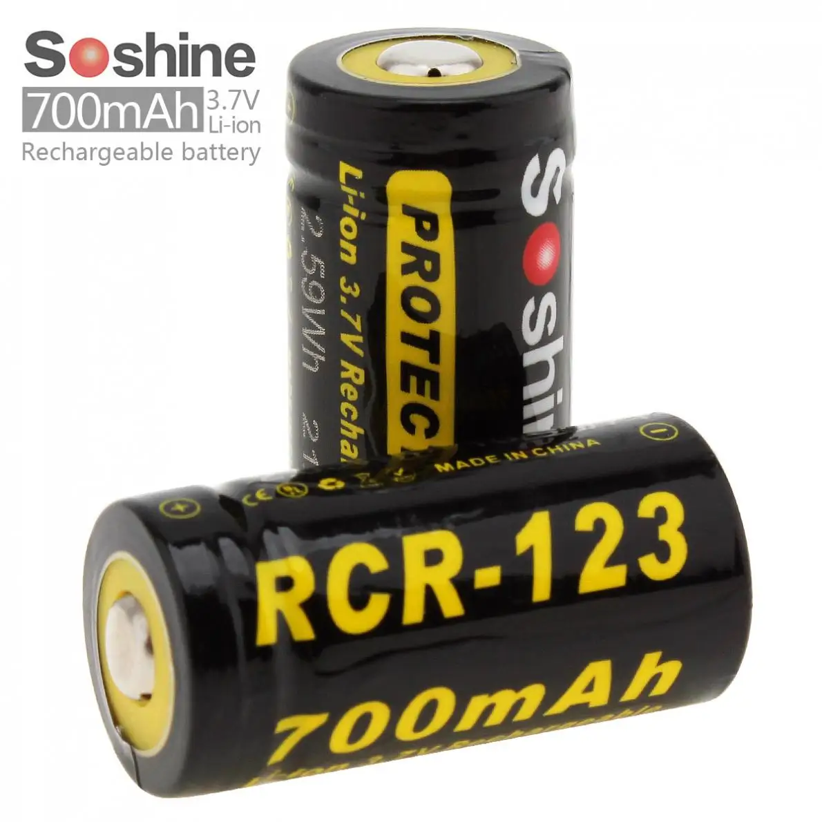 Soshine Li Ion RCR 123 3 7 V 16340 700mAh защищенная перезаряжаемая литиевая батарея (2 шт.) с чехлом