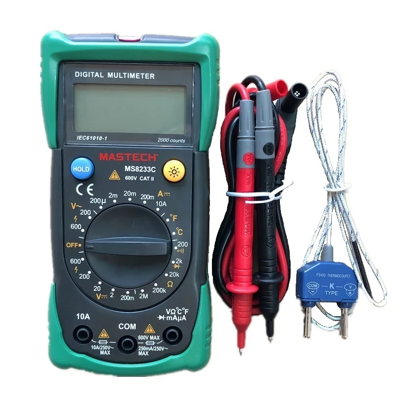 

Цифровой Бесконтактный Мультиметр MASTECH MS8233C, измеритель напряжения, тока, емкости, температуры, DMM детектор