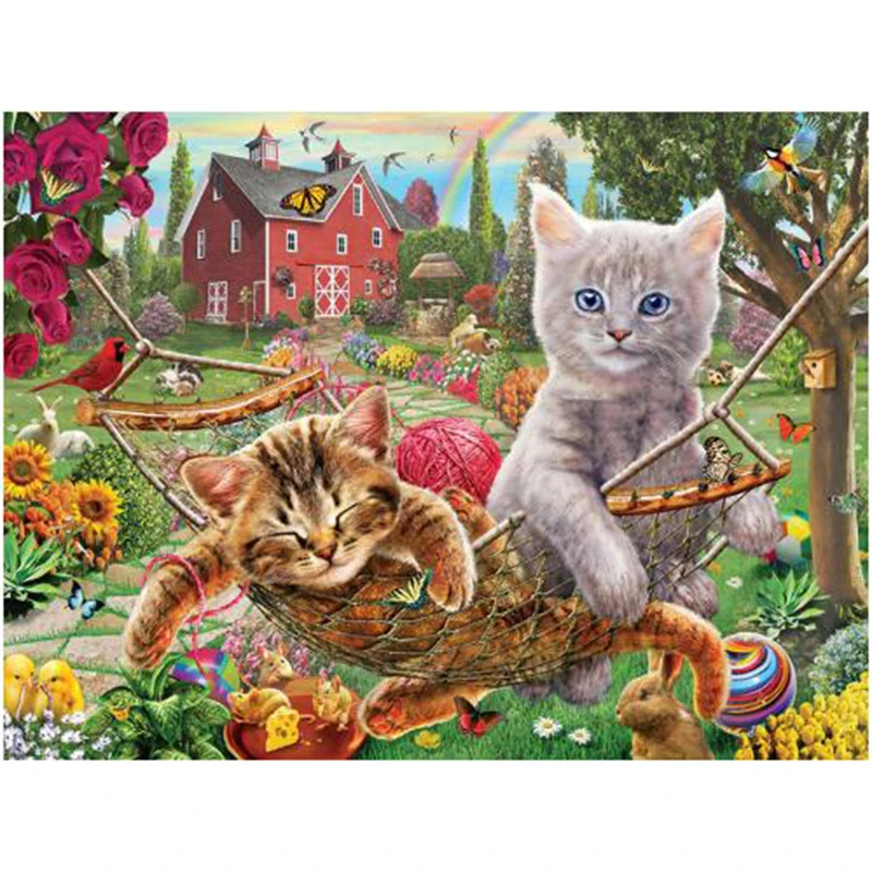 

Полная дрель 5d алмазная картина две прекрасные кошки в саду DIY Алмазная вышивка ремесло живопись Алмазная стена искусство TT505