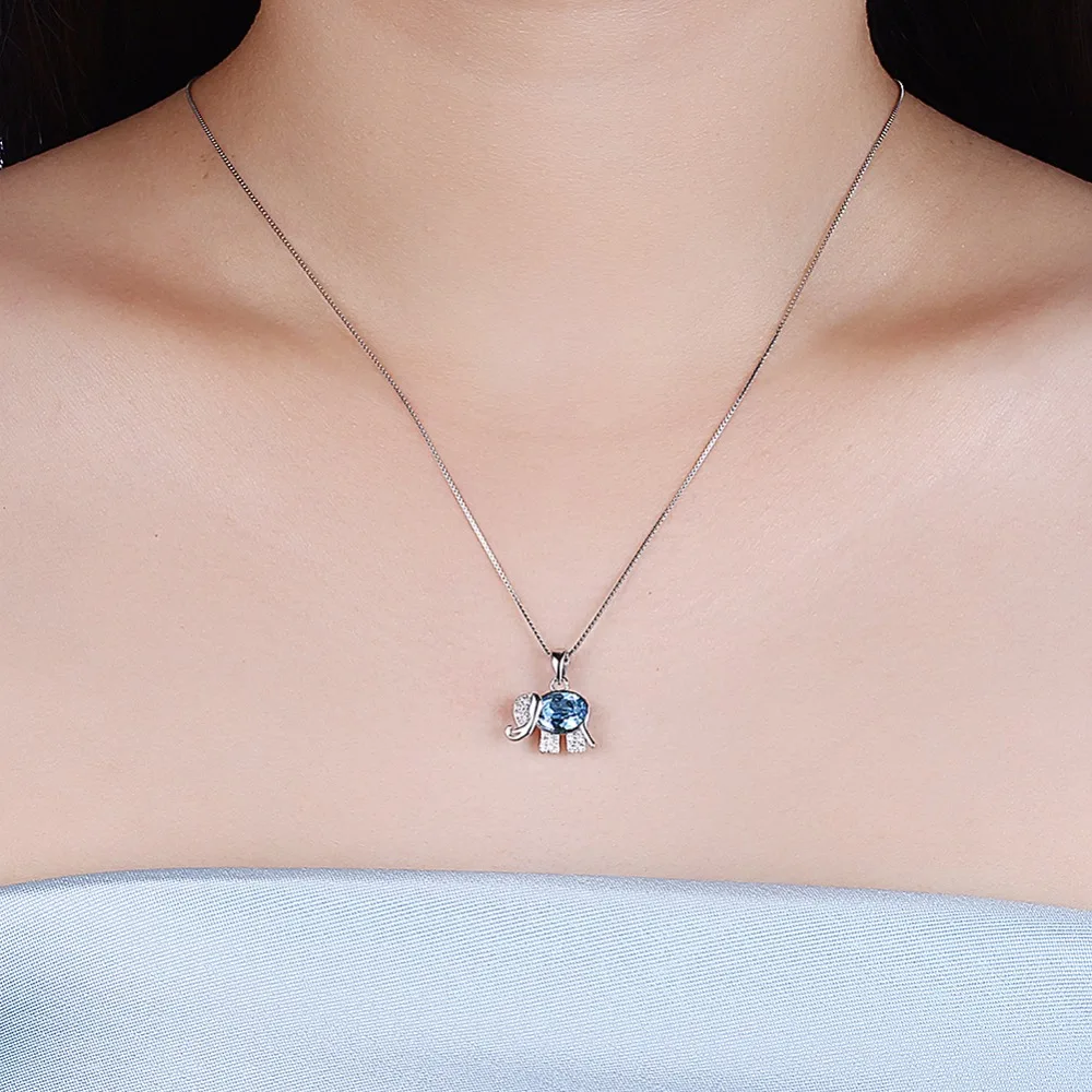 Ожерелье из стерлингового серебра 925 пробы с кристаллами Swarovski Elements со слоном
