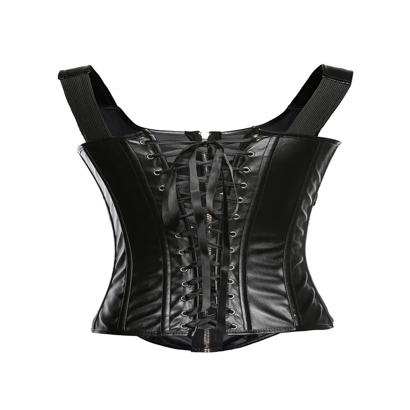 Женский сексуальный корсет из ПВХ для ночных клубов черные кожаные корсеты