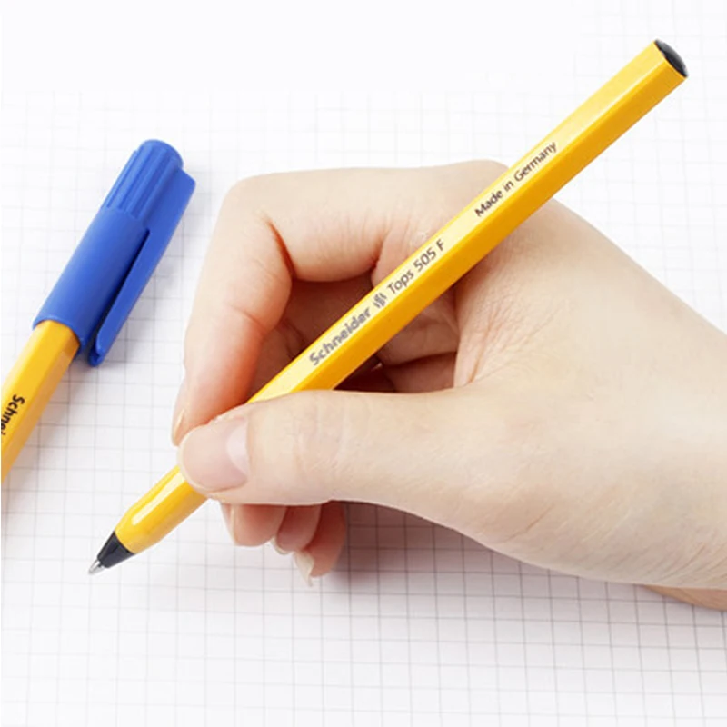 Germany Schneider TOPS 505F ball point Pen Hexagonal Smooth Atom Yellow Pole Classicsimple Generous Ink Stainless Steel Pen|Шариковые