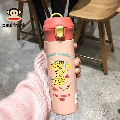 Orange powder 500ML Обезьяна с большим ртом термос из нержавеющей стали большой емкости портативный пара чашка для делового человека путешествия прямое тело Термокружка - Цвет: Orange powder 500ML