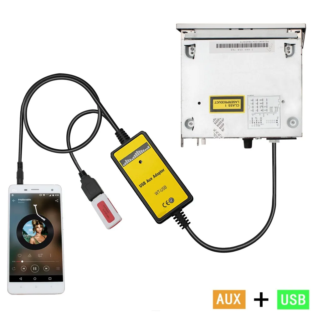 Оптовая продажа 10 шт. автомобильный cd чейнджер MP3 3 5 мм AUX USB адаптер кабель для VW Audi