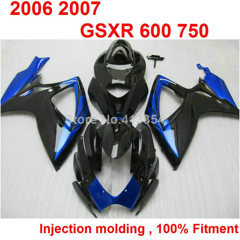 Литья под давлением высокое качество обтекатель комплект для Suzuki GSXR600 750 06 07 синий