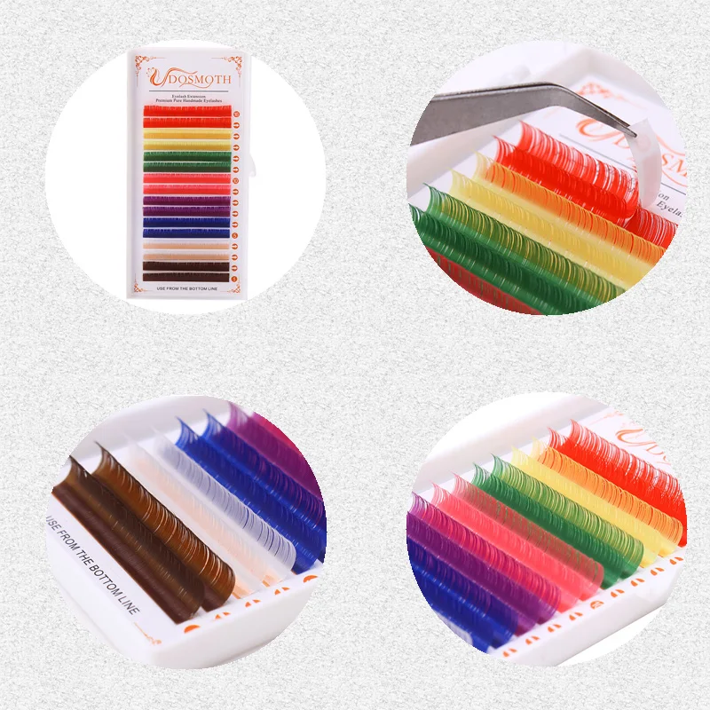 Накладные ресницы 10traysColor натуральные Индивидуальные мягкие норковые красные