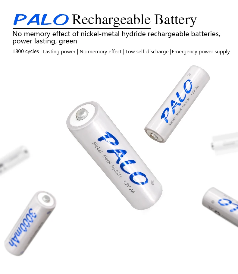 6 шт.* PALO AA батарея Ni-MH 1,2 V 3000MAH AA перезаряжаемые батареи 2A Bateria Baterias с 1 батарейный чехол