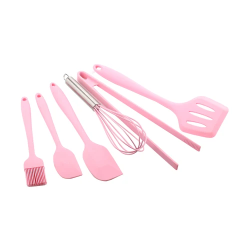 Pink 6 шт силиконовые инструменты для выпечки, кухонные принадлежности, набор антипригарных термостойких ложек, лопаток, посуда, аксессуары, принадлежности - Цвет: Pink