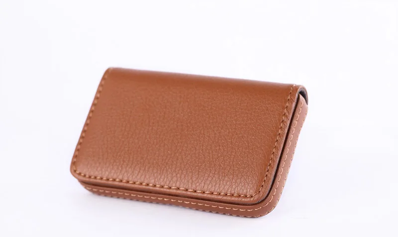EZONE 1PC Business Card Holder PU Leather High Quality Card Bag High-end Rose Red/Apricot/Coffee 9 Color Magnetic Button Design