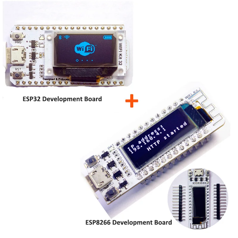 Плата для разработки Интернета ESP32 + ESP8266 Bluetooth Wi Fi OLED 0 96 дюйма модуль дисплея 32 м
